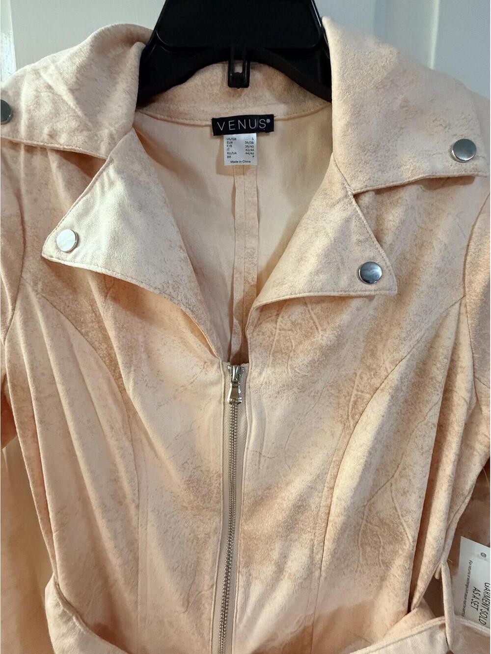 Venus Peach Long Belted Trench Coat - Picture 5 of 7